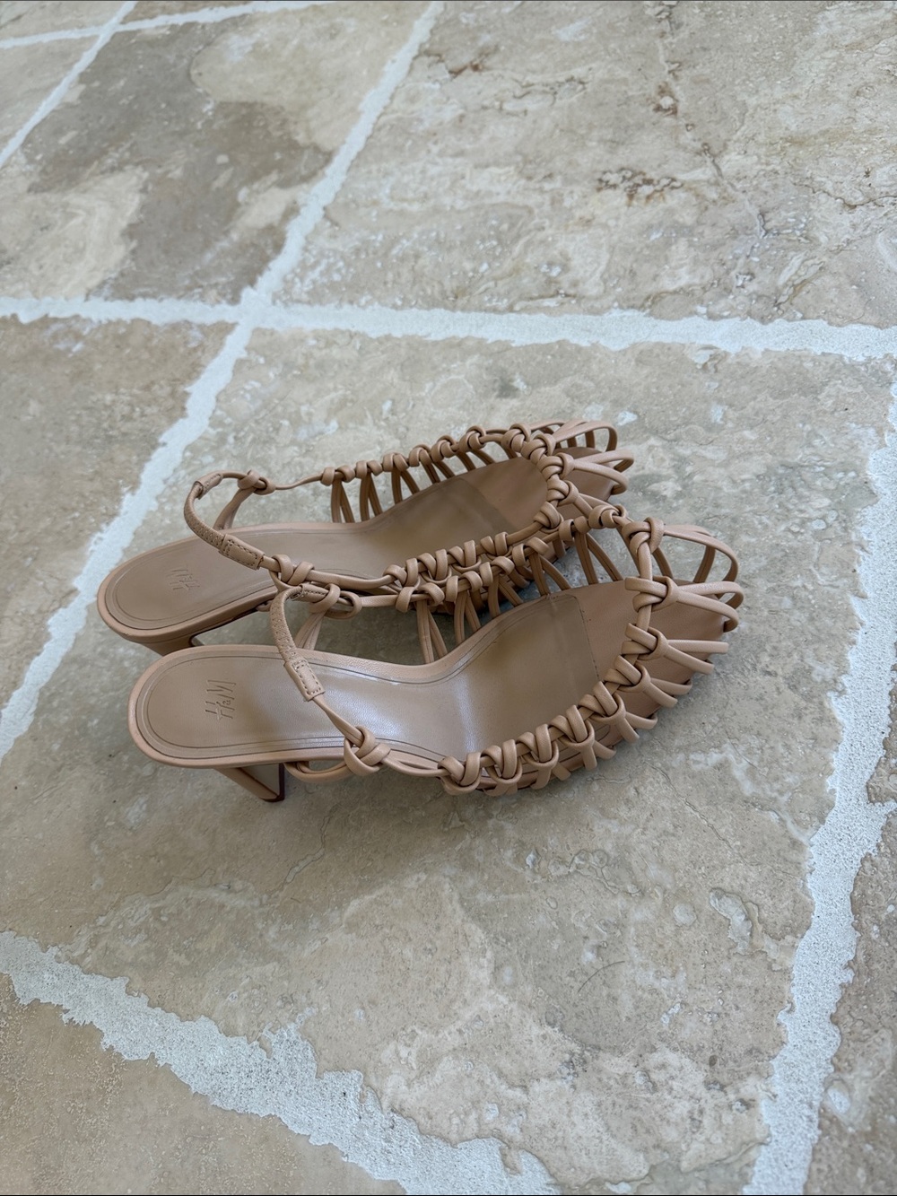 H&M Nude Tan Woven Slingback Heels